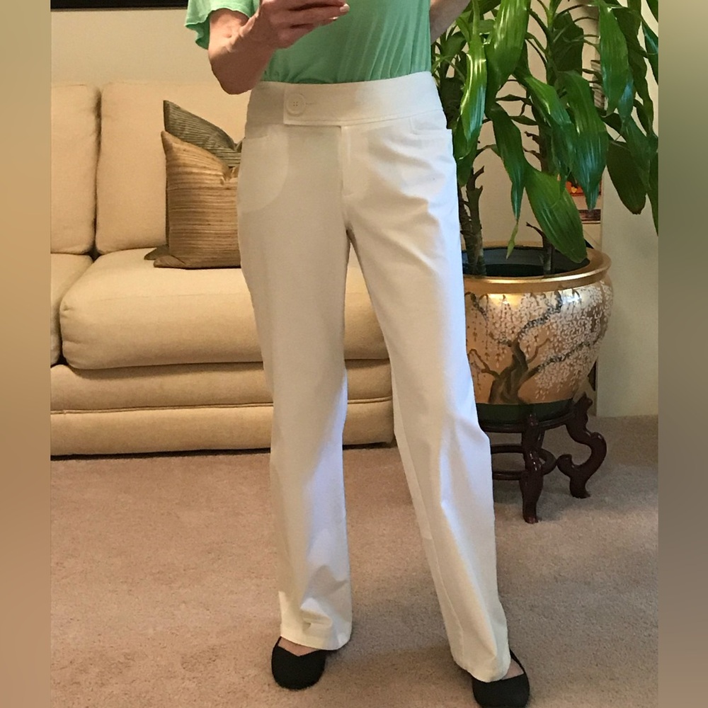 INC Off White Casual Cotton & Lycra Spandex Straight Leg Pants Size 8